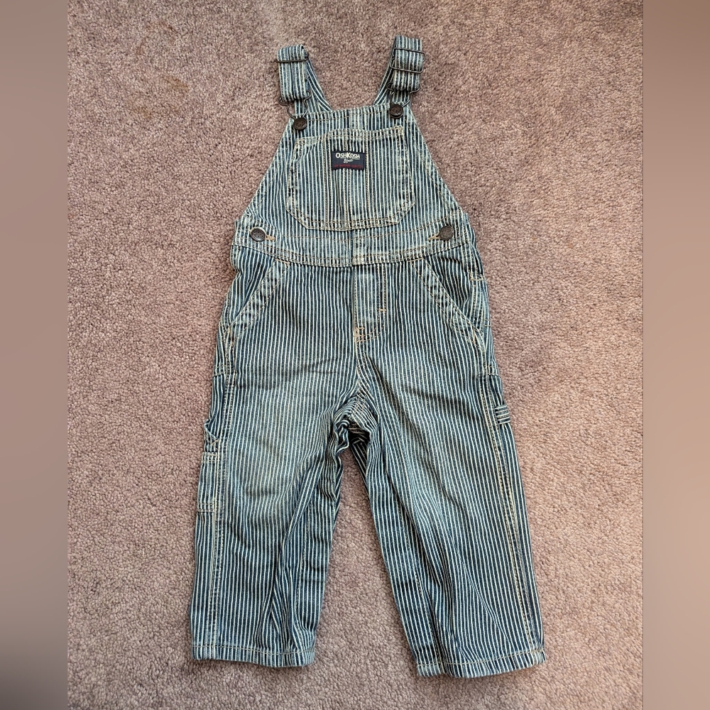 OshKosh Railroad Stripes Overalls 18 months